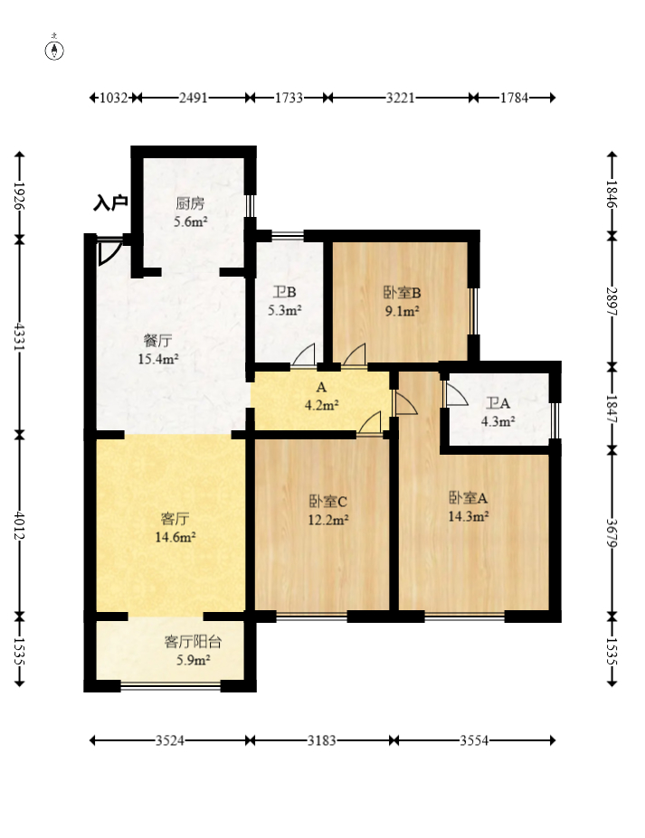 钰龙天下二期(钰龙佳园) 3室2厅2卫 213.0万 钰龙天下二期(钰龙佳园) 3室2厅2卫 213.0万户型图