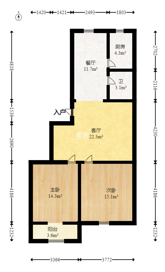 广泰家园  2室2厅1卫    50.0万