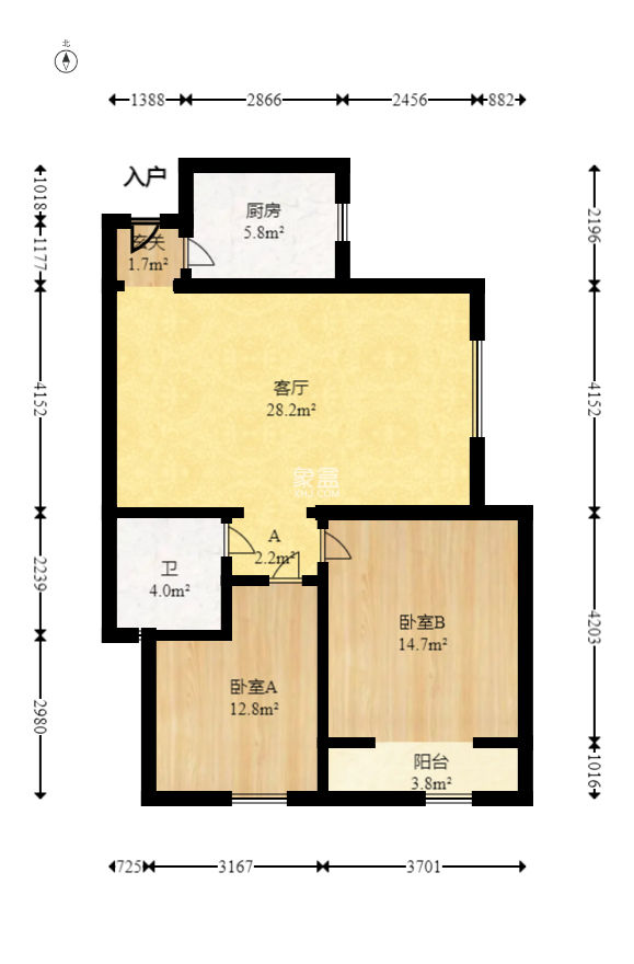 挪威森林（美世界园林公寓）  2室2厅1卫   55.00万