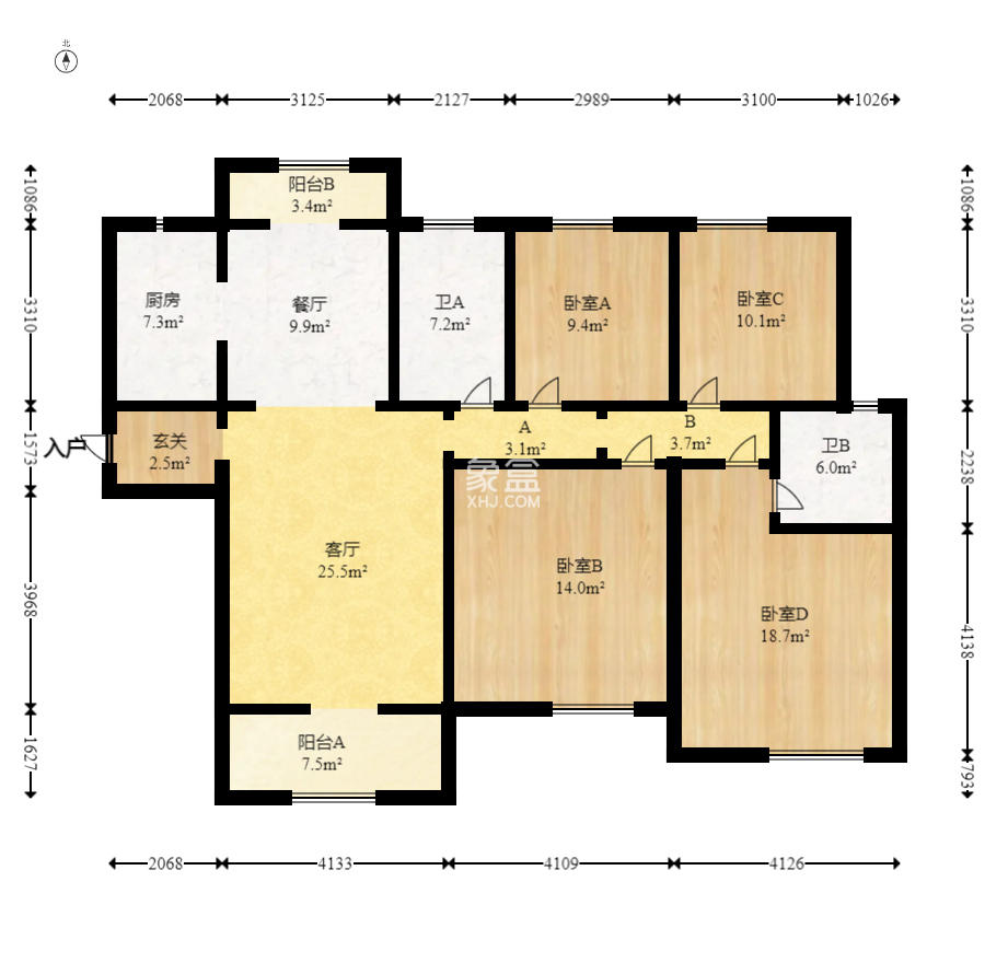 五矿沁园金城(春和景园)  4室2厅2卫    144.0万 五矿沁园金城(春和景园)  4室2厅2卫    144.0万户型图