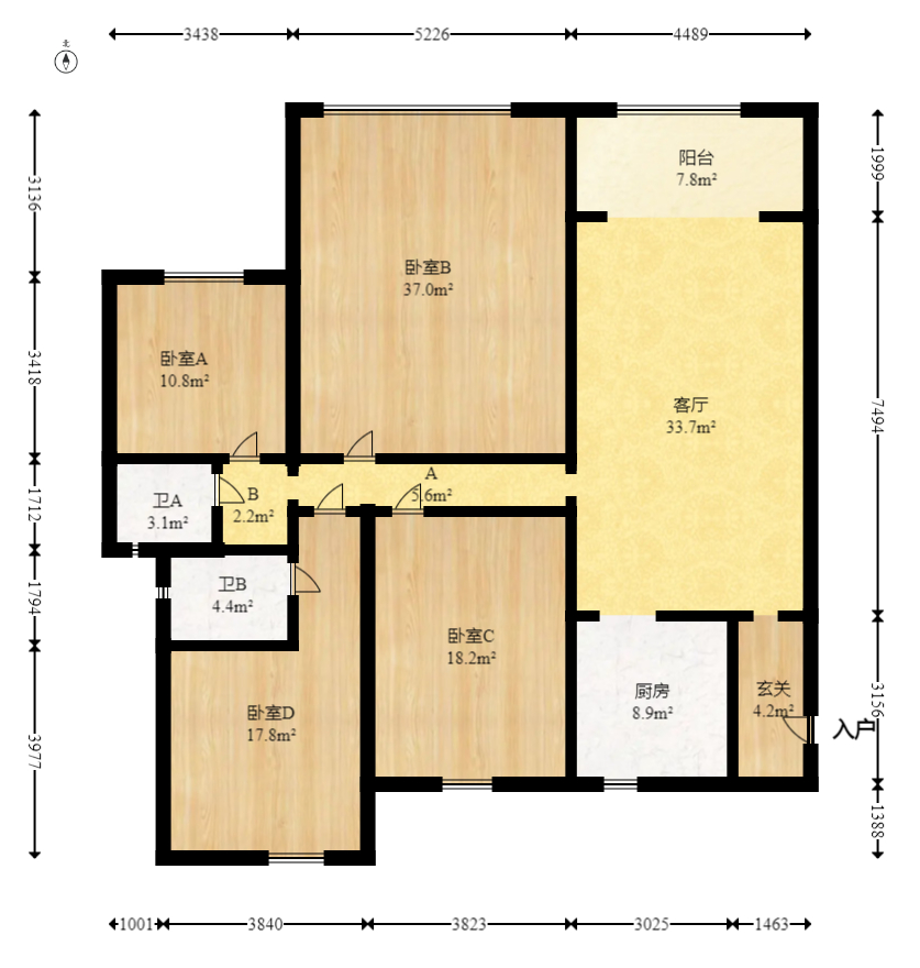 悦湖山 4室2厅2卫 100.0万 悦湖山 4室2厅2卫 100.0万户型图
