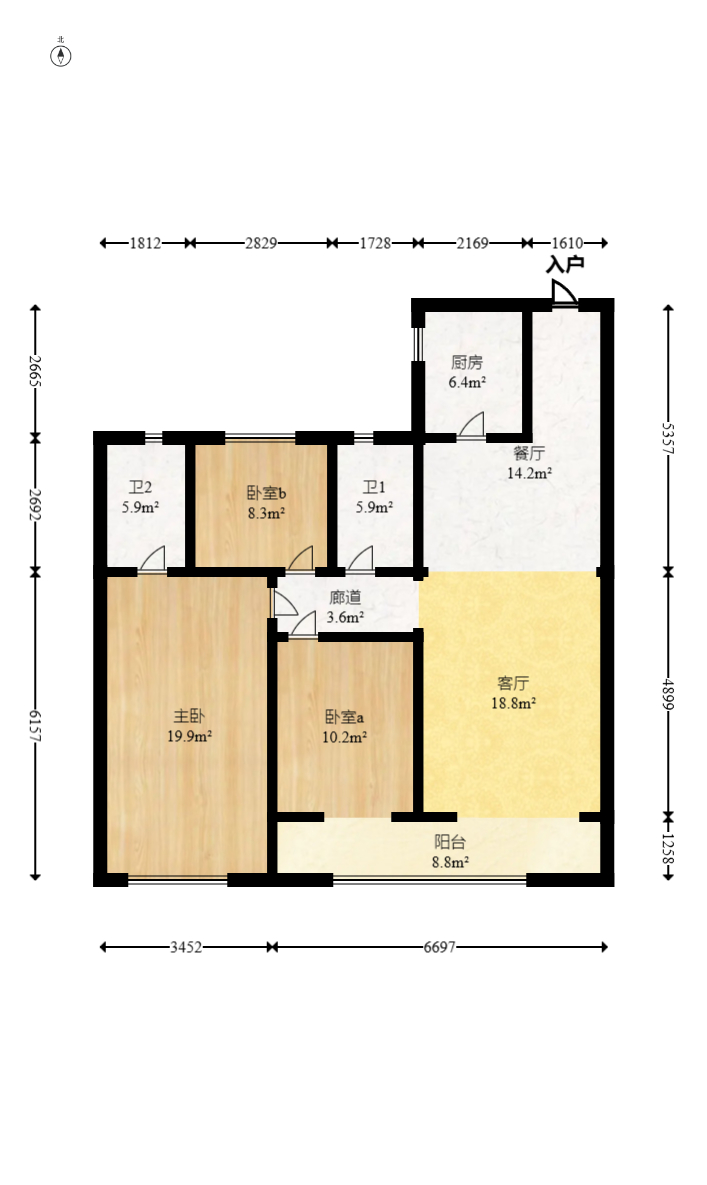 南山梅溪一方 3室2厅2卫 126.0万 南山梅溪一方 3室2厅2卫 126.0万户型图