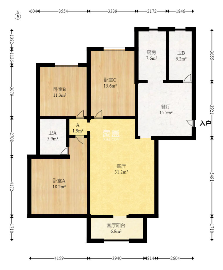 八方小区B区  3室2厅2卫    380.0万