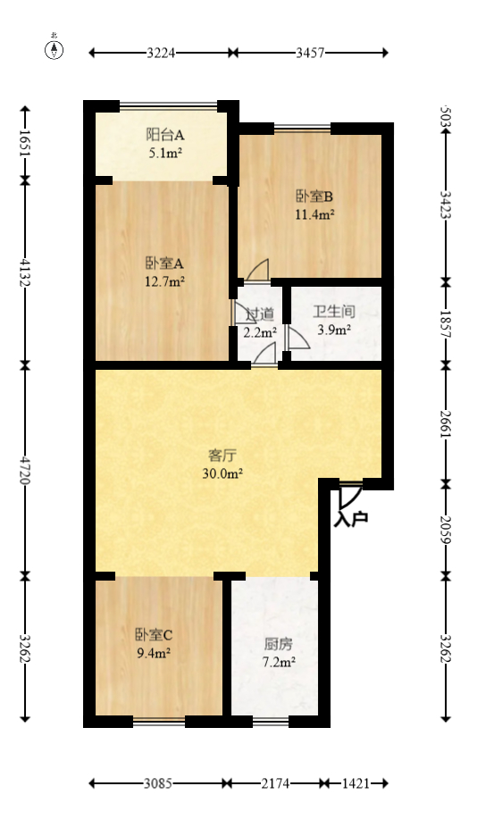 南锦家园  3室2厅1卫    59.0万室内图1