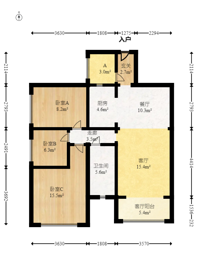 中建芙蓉嘉苑  3室2厅1卫    78.0万室内图1