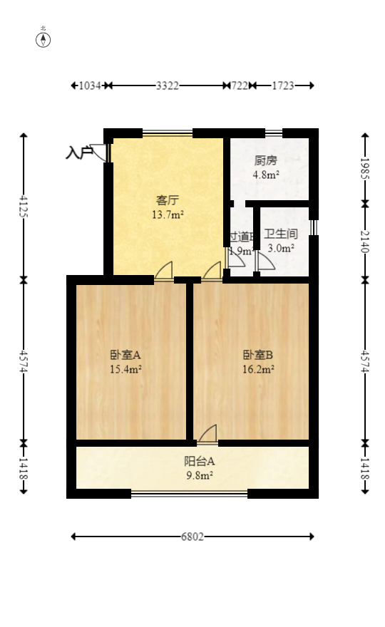 百纺大院宿舍  2室1厅1卫   48.00万室内图1