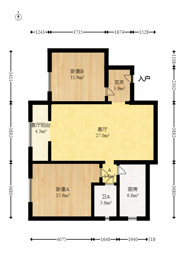 谷山乐园  2室2厅1卫   68.00万室内图1