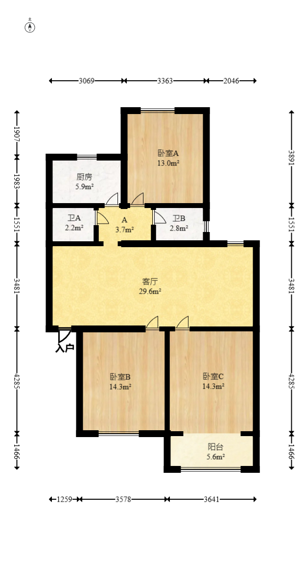 湖南科技出版社单位宿舍（便河边）  1室0厅0卫   102.00万室内图1