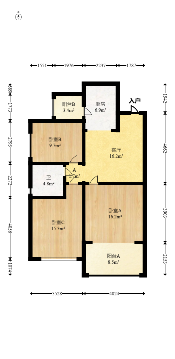恒大雅苑  2室2厅1卫   90.00万室内图1