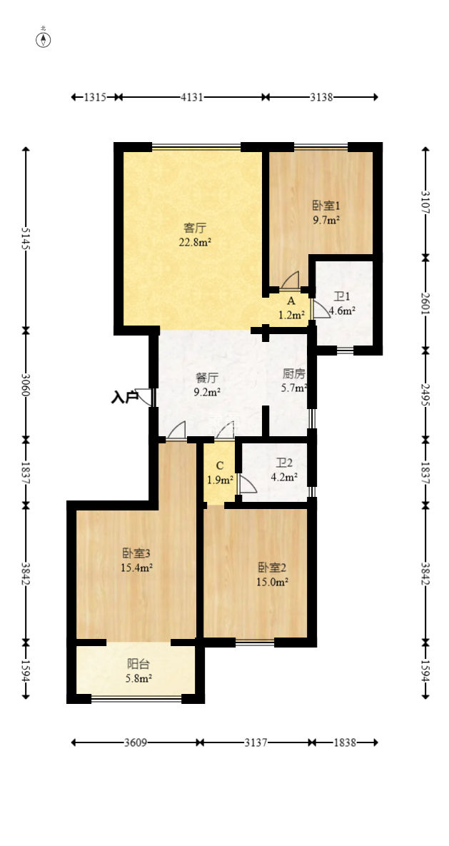 雅林园  3室2厅2卫   130.00万