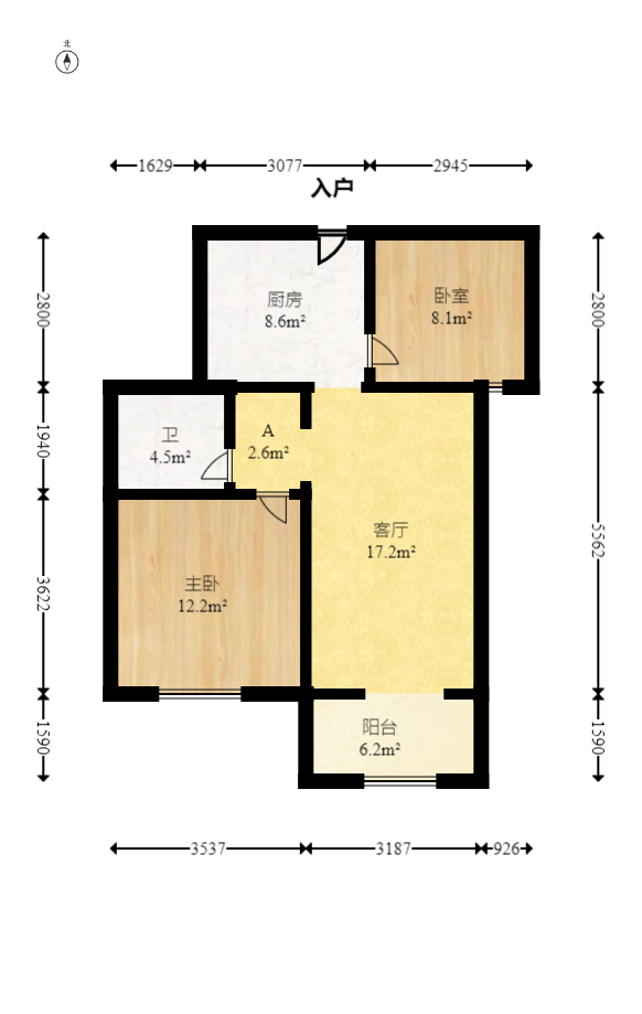 荣盛花语城  2室2厅1卫   64.80万室内图1