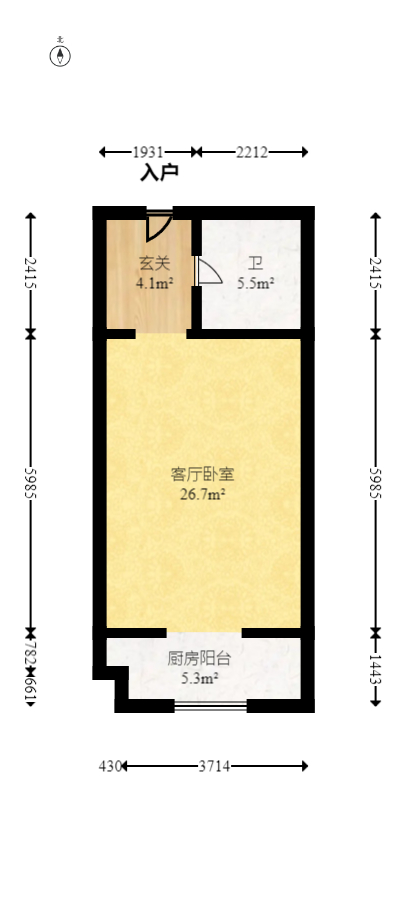 保利麓谷林语I区  1室1厅1卫   40.00万室内图1