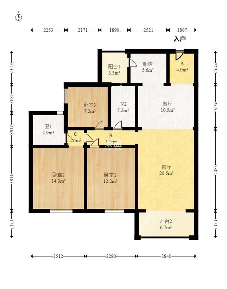 保利大都汇四期  3室2厅2卫   128.00万