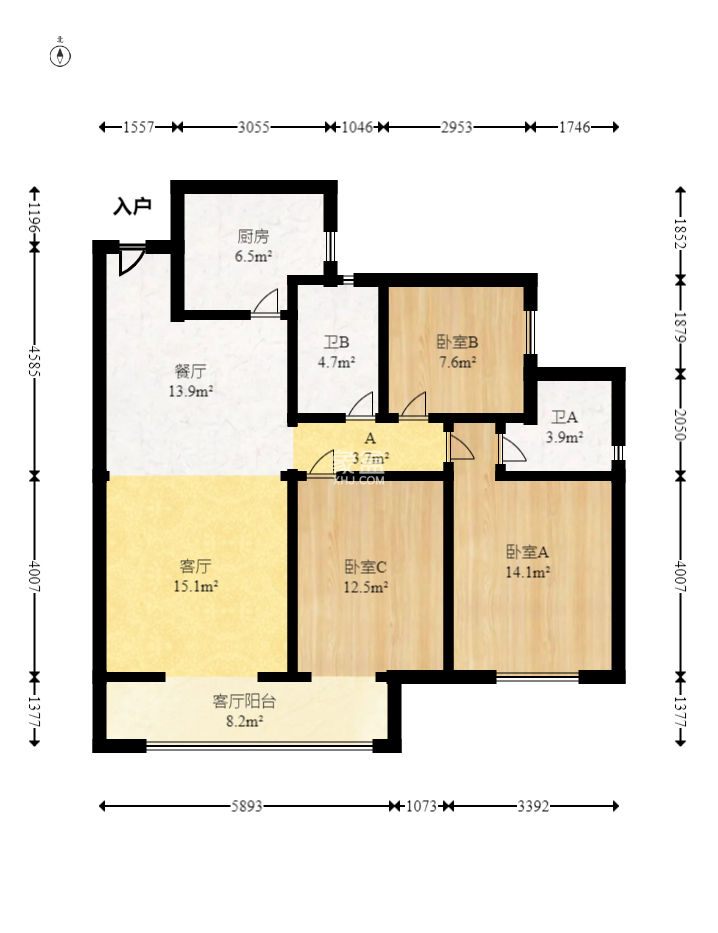 卓越中寰  3室2厅2卫   210.00万