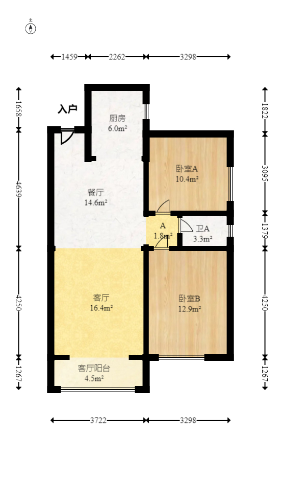 钰龙天下二期（钰龙佳园）  2室2厅1卫   220.00万室内图1