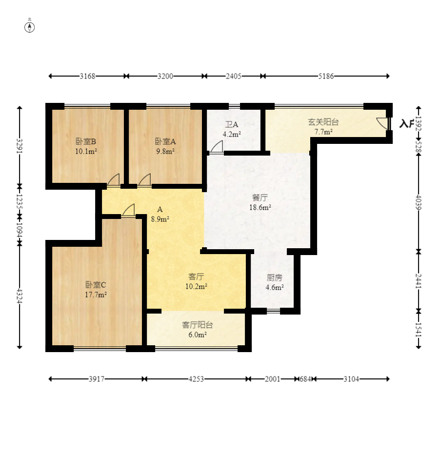 钰龙天下二期(钰龙佳园) 3室2厅1卫 279.0万 钰龙天下二期(钰龙佳园) 3室2厅1卫 279.0万户型图