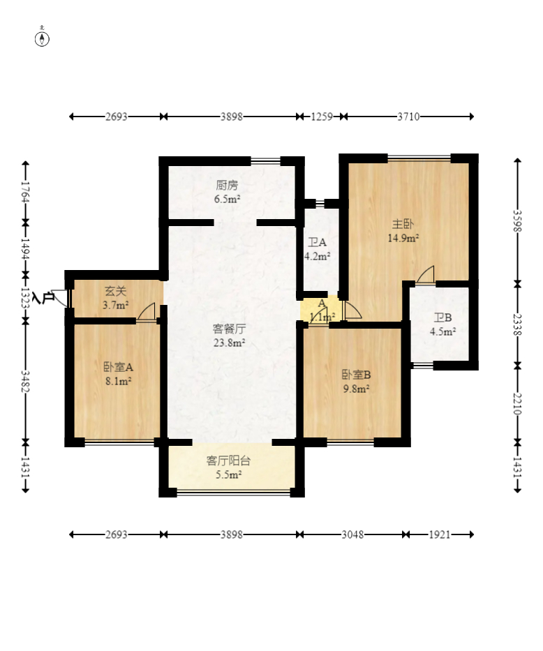 景秀江山  3室2厅2卫   122.00万室内图1