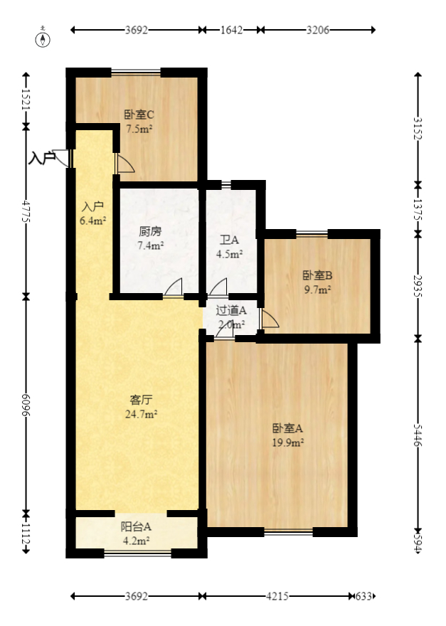 岳泰理想城  3室2厅1卫    70.8万 岳泰理想城  3室2厅1卫    70.8万户型图