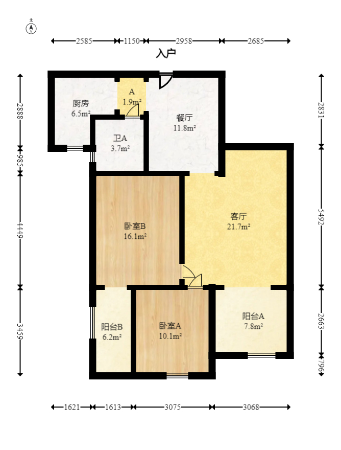 清溪川九号  3室2厅1卫    96.0万 清溪川九号  3室2厅1卫    96.0万户型图