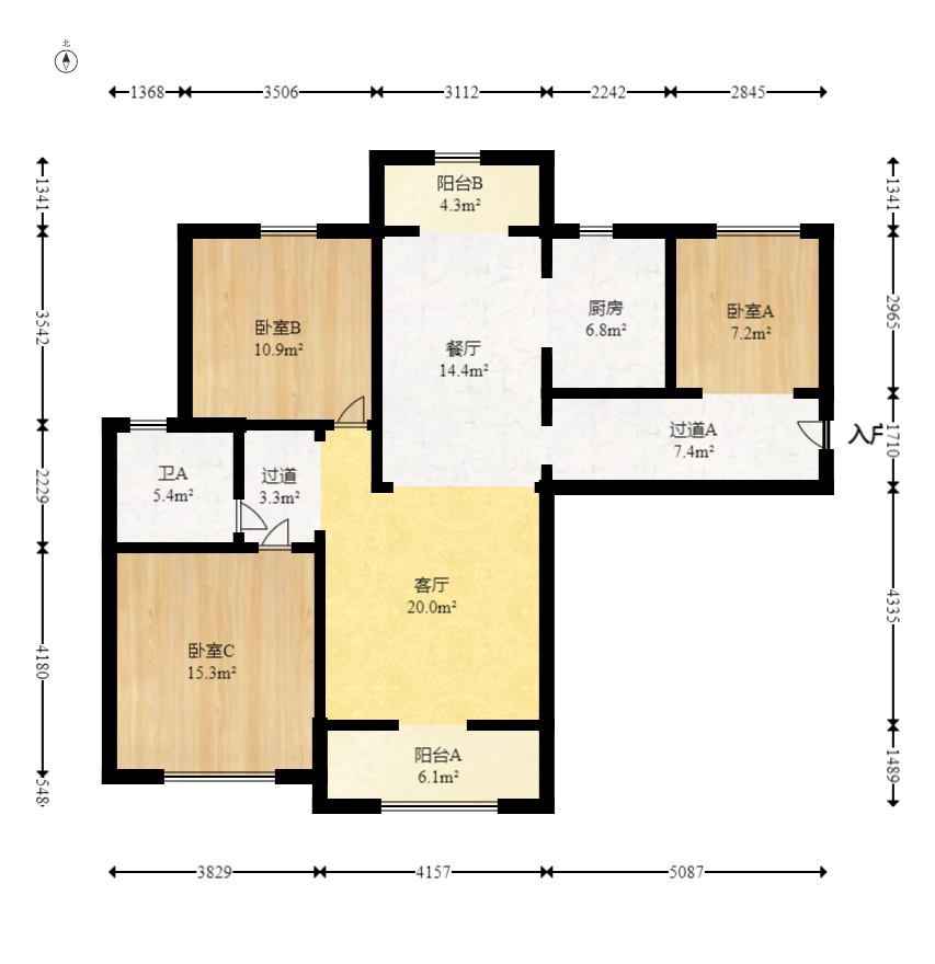 五矿万境水岸二期(五矿万境水岸和苑)  3室2厅1卫    125.0万 五矿万境水岸二期(五矿万境水岸和苑)  3室2厅1卫    125.0万户型图