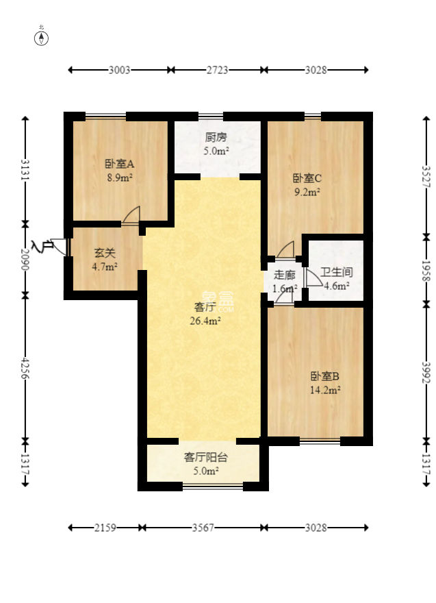 華天苑  3室2廳1衛(wèi)   96.50萬