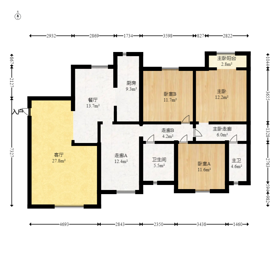 北辰中央公园A区  6室2厅3卫   218.00万室内图1