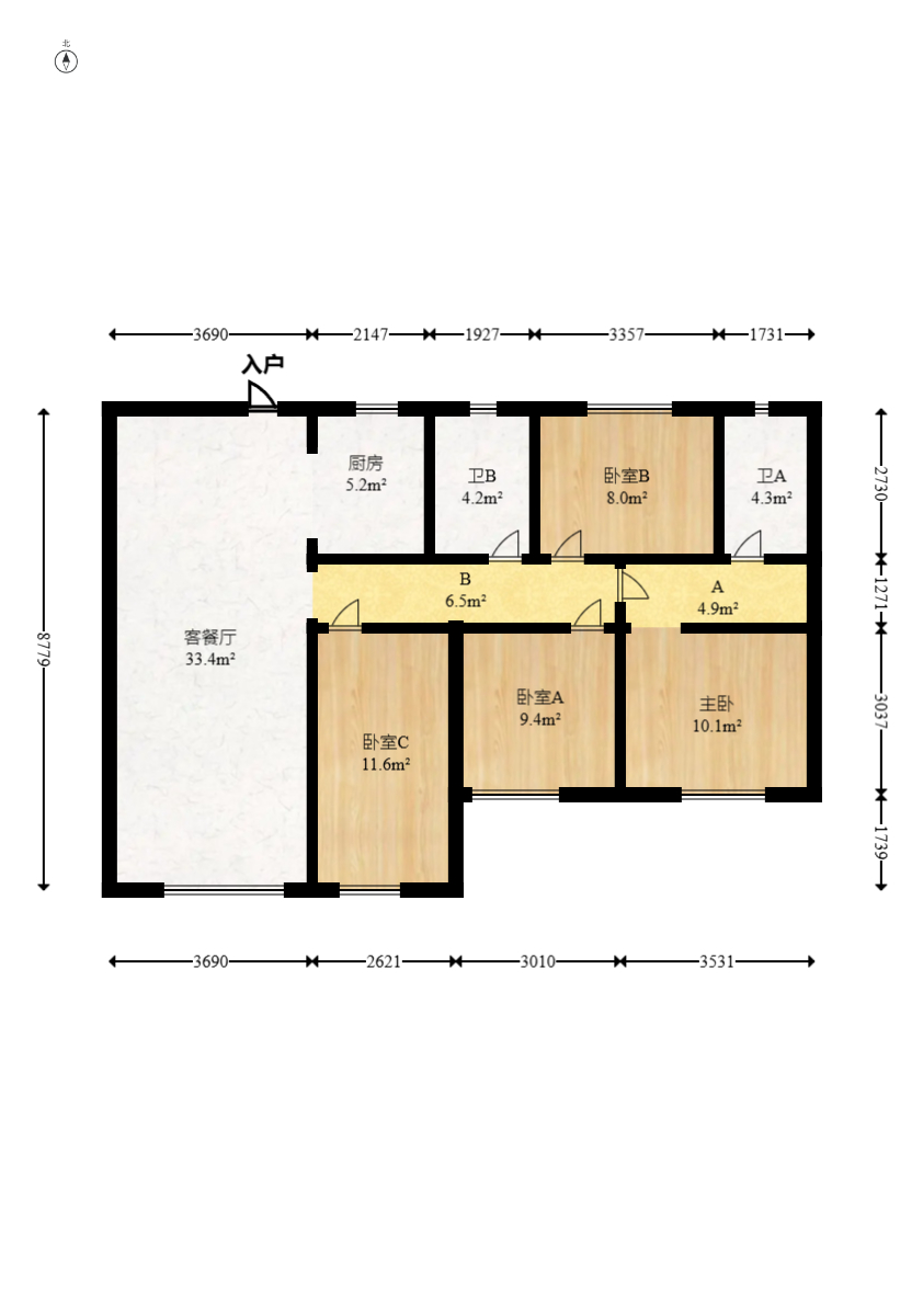 滨江府1913  4室2厅2卫   229.00万室内图1