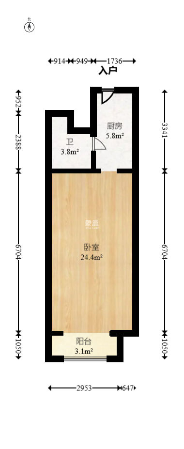 上河国际A座  1室1厅1卫    30.8万