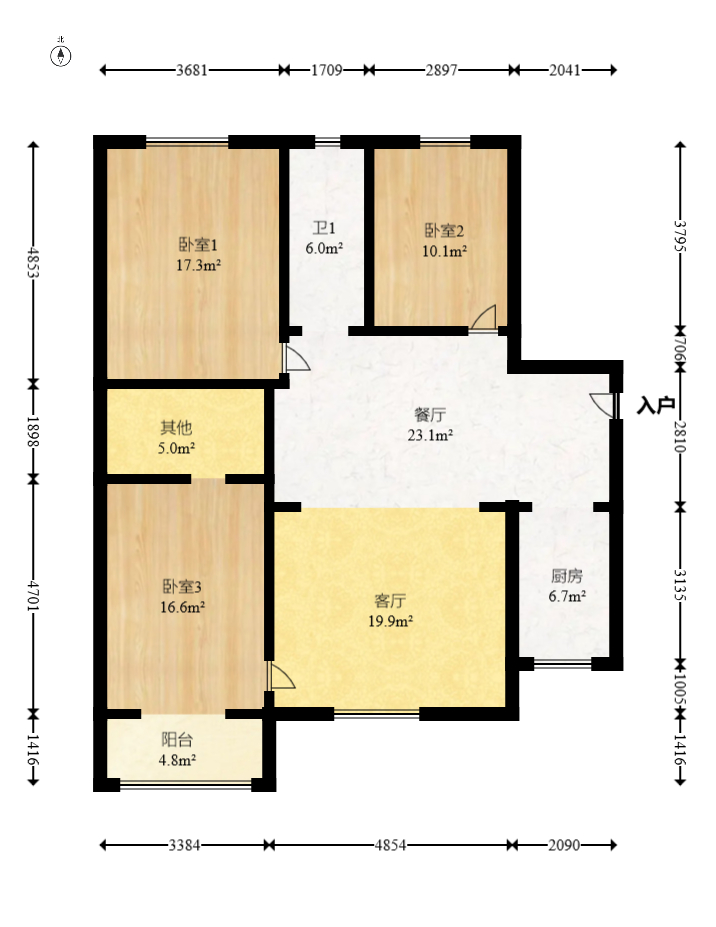 上峰苑(兰亭玥岛)  3室2厅1卫    105.0万 上峰苑(兰亭玥岛)  3室2厅1卫    105.0万户型图