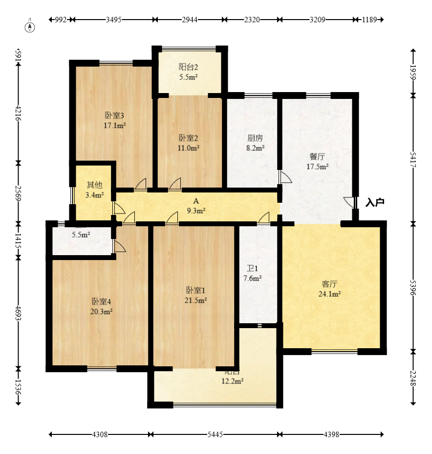 富景园 4室2厅2卫 119.9万 富景园 4室2厅2卫 119.9万户型图