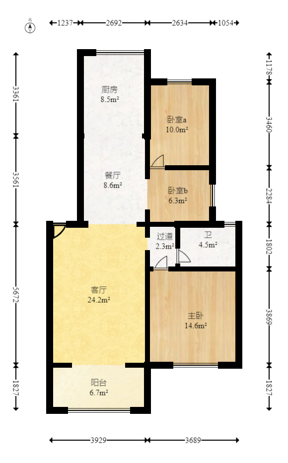 澳海月亮湾  3室2厅1卫   63.50万室内图1