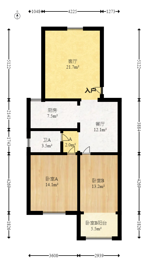 好家园  2室2厅1卫   50.00万室内图1