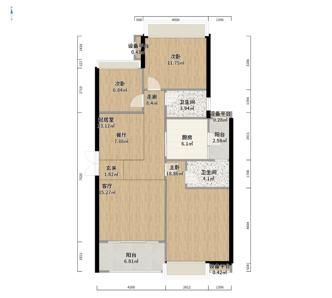 奥园养生城 3室2厅2卫 90.0万 奥园养生城 3室2厅2卫 90.0万室内图
