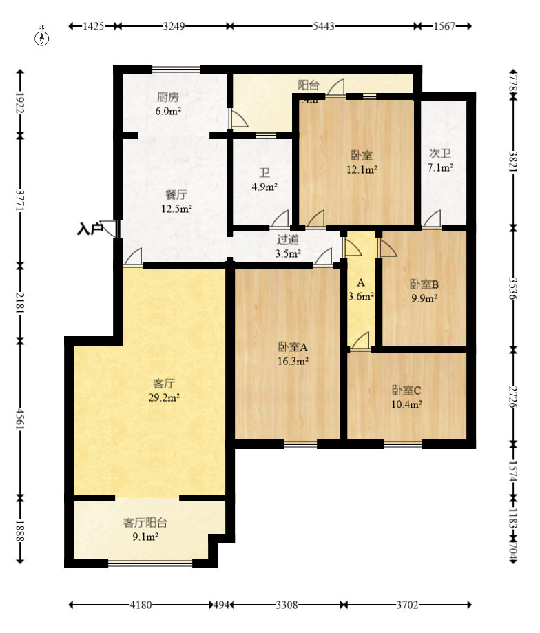 晶华美地  3室2厅2卫    69.8万 晶华美地  3室2厅2卫    69.8万户型图