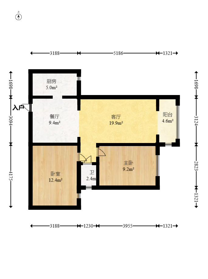 时代星城 2室2厅1卫 45.0万 时代星城 2室2厅1卫 45.0万户型图