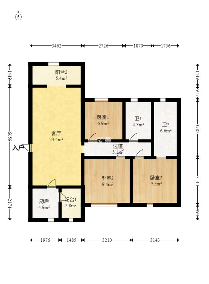 佳兆业时代广场  3室2厅2卫   105.00万