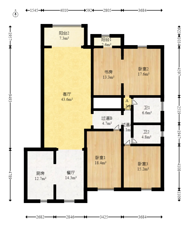 怡人园小区  4室2厅2卫   178.00万室内图1