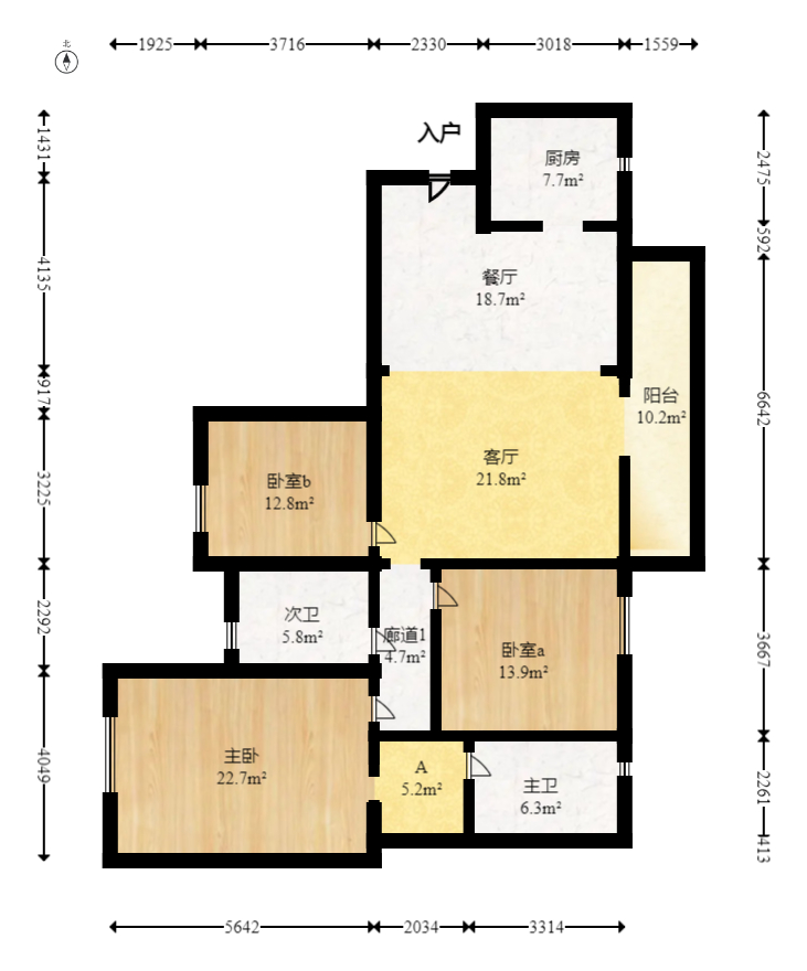 中粮鸿云  3室2厅2卫   102.00万室内图1