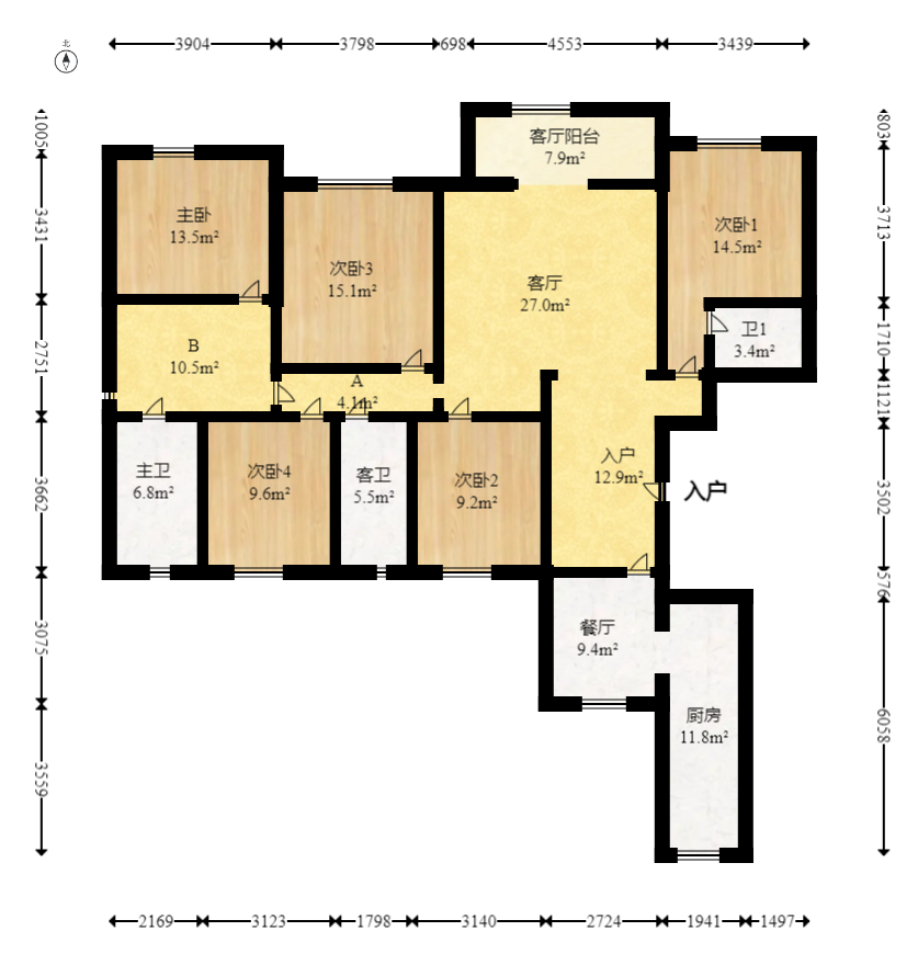 华润凤凰城三期  5室2厅3卫   188.00万室内图1