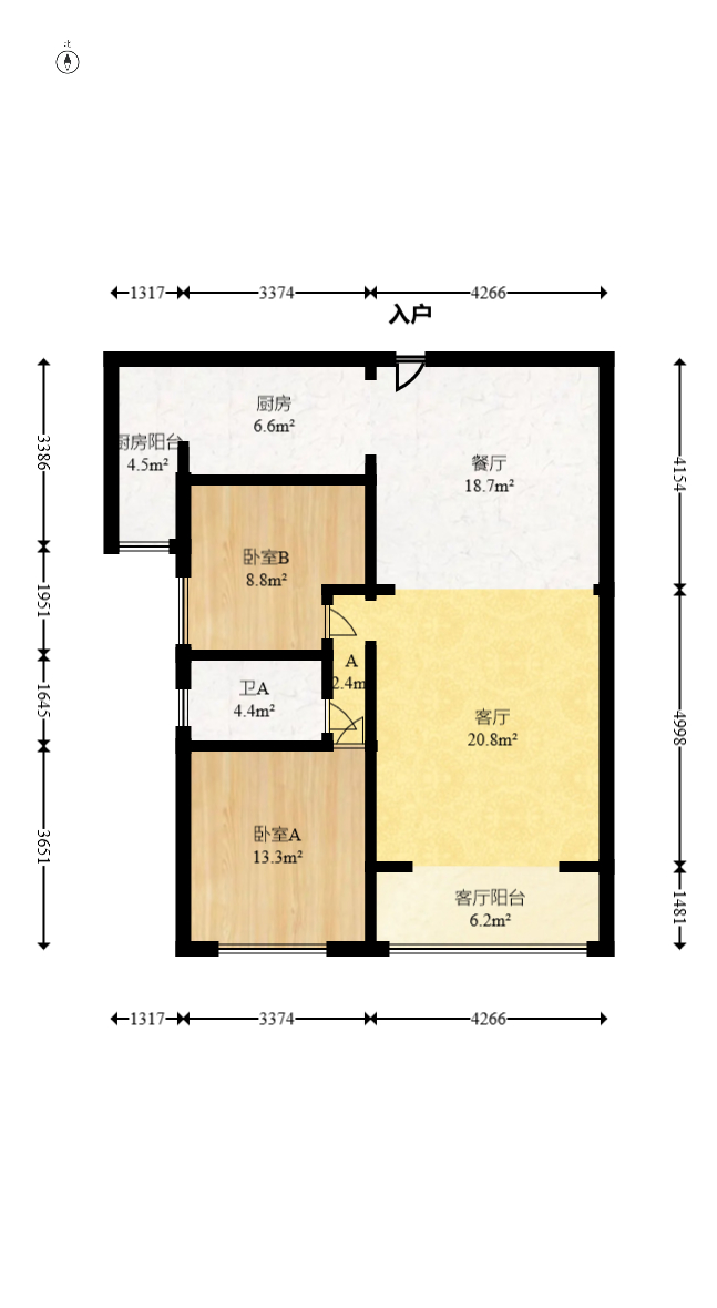 德润园  2室2厅1卫   65.00万室内图1