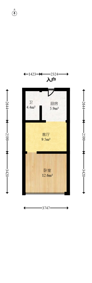 豪菲斯国际公寓（缤纷一季）  1室1厅1卫   25.00万室内图1