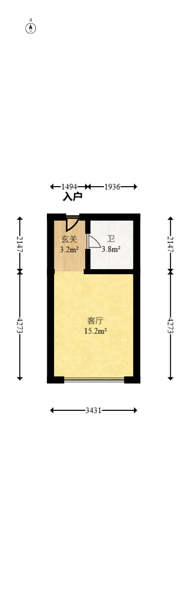 云集国际  1室1厅1卫   28.50万室内图1