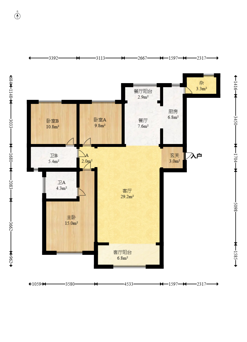绿地中央广场  3室2厅2卫    145.0万 绿地中央广场  3室2厅2卫    145.0万户型图