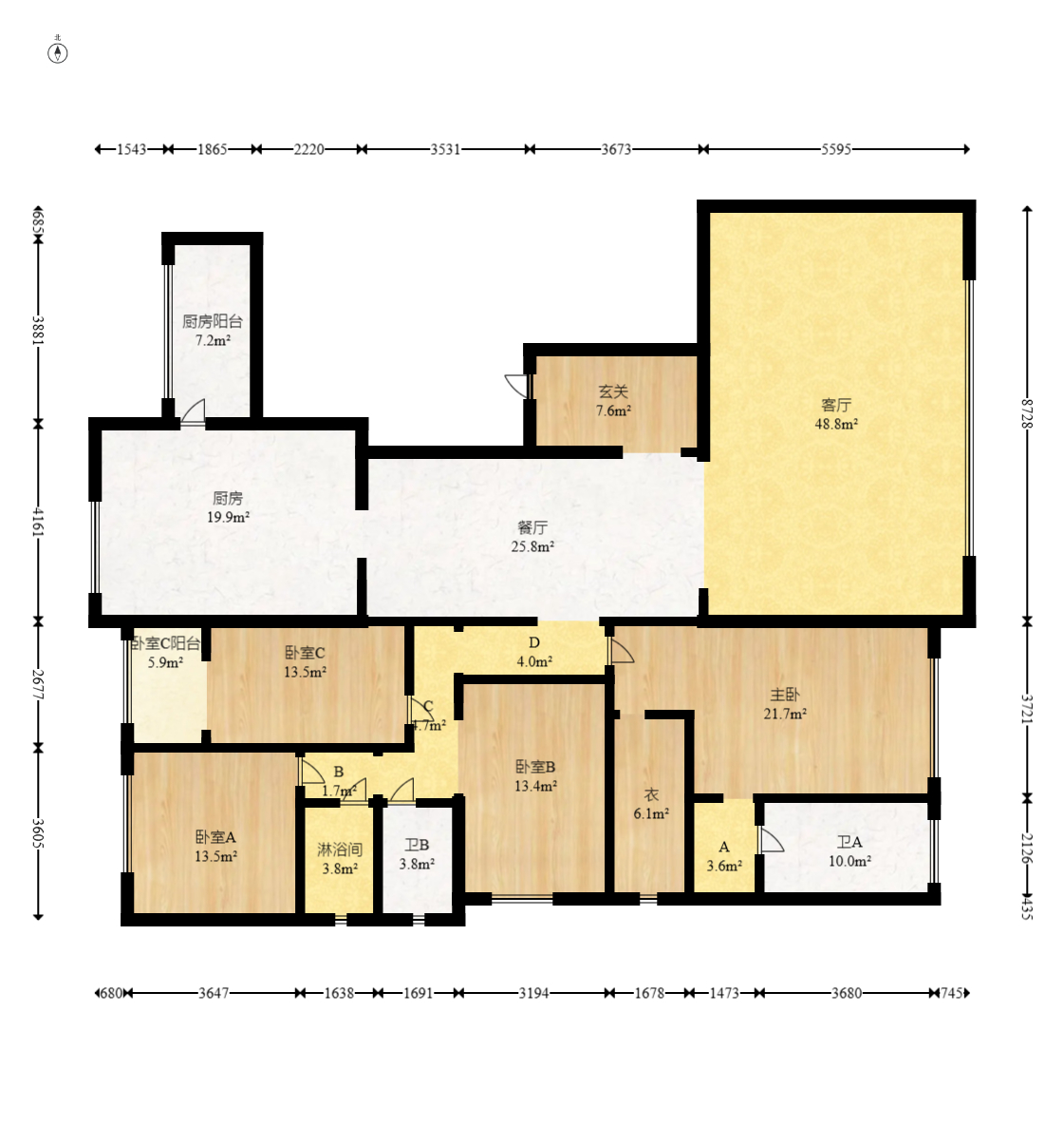 保利天禧C区  4室2厅3卫   750.00万室内图1