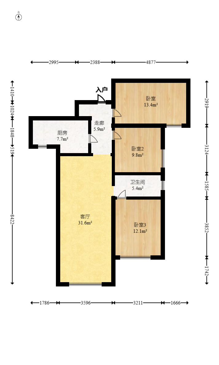 中交中央公园D4区  3室2厅1卫   108.00万室内图1
