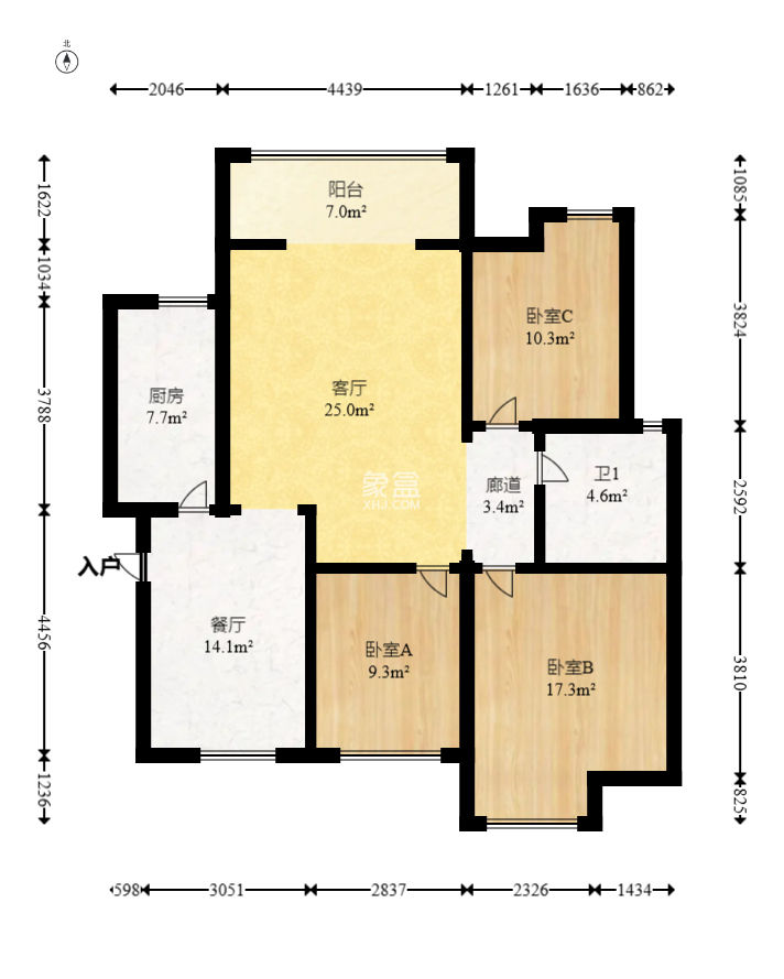 云栖谷  3室2厅1卫   72.00万