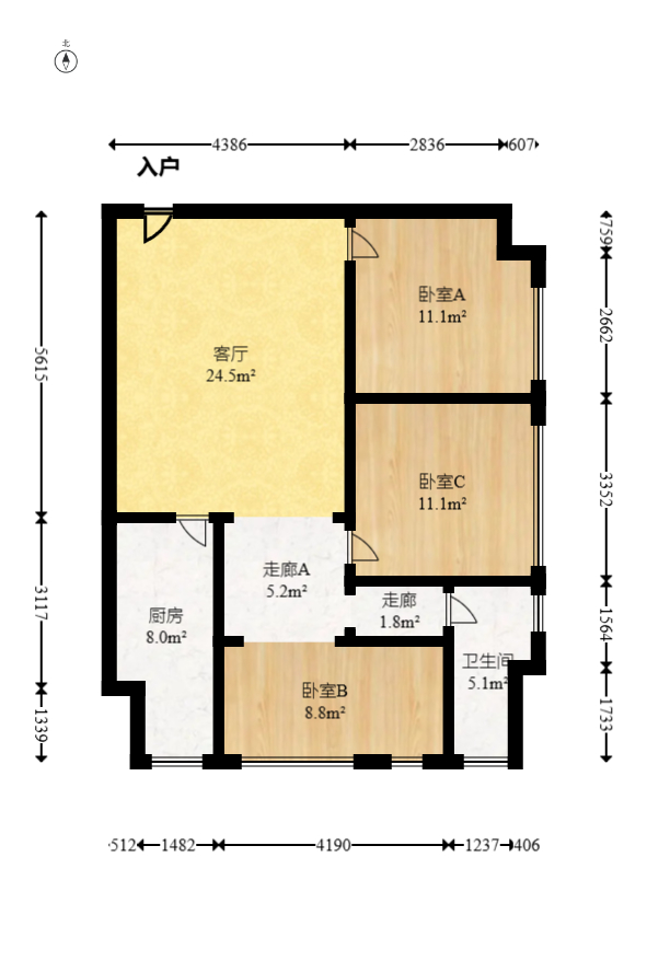 中建芙蓉嘉苑  3室1厅1卫   88.00万室内图1