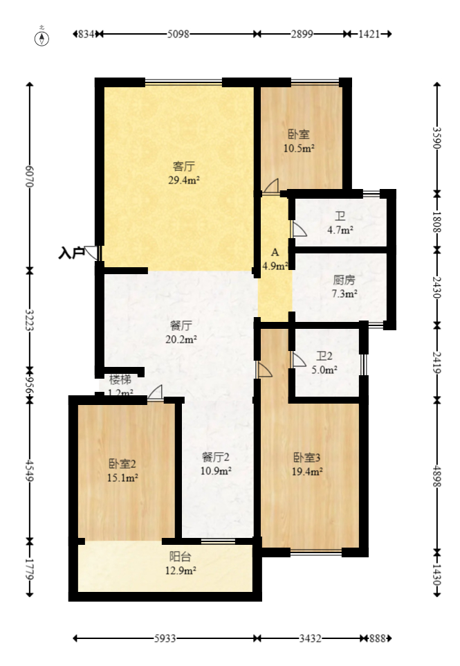 欣胜园  4室1厅1卫   126.00万室内图1