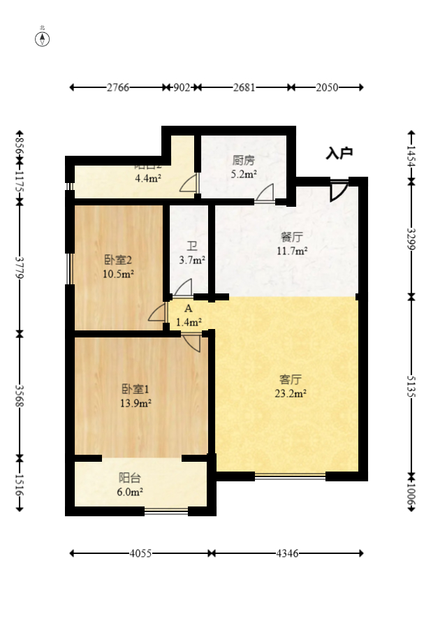 和庄  2室2厅1卫   85.00万室内图1
