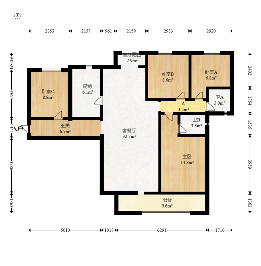 保利天禧C区  4室2厅2卫   259.80万室内图1